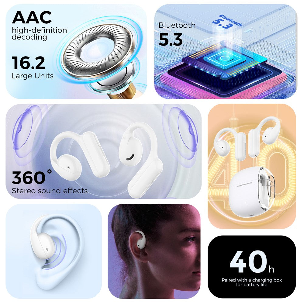 AHASTYLE WG134 Kabelloser Open-Ear Kopfhörer – Silikon-Ohrbügel-Kopfhörer, Bluetooth-kompatibel