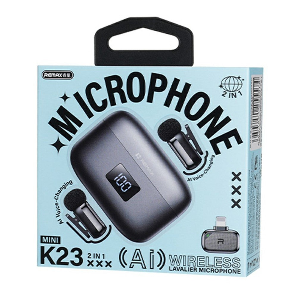 REMAX K23 Funk-Lavalier-Mikrofon – AI Stimmveränderung, 2-in-1-Set, mit IP-Schnittstelle