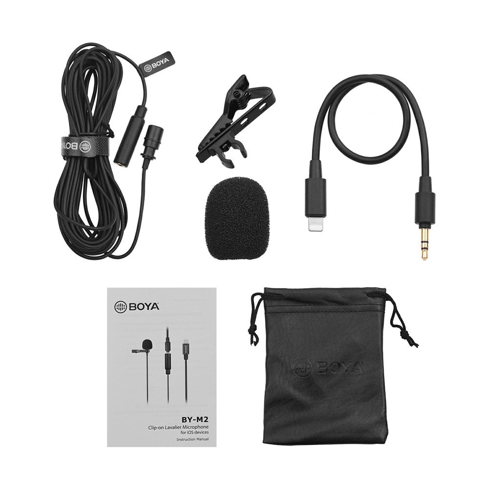 BOYA BY-M2 Lavalier-Kondensatormikrofon – 3,5-mm-TRS-Kabel, omnidirektional, abnehmbarer Mikrofonkopf, für iOS-Smartphones