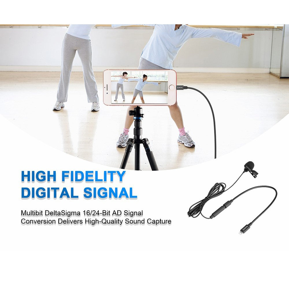 BOYA BY-M2 Lavalier-Kondensatormikrofon – 3,5-mm-TRS-Kabel, omnidirektional, abnehmbarer Mikrofonkopf, für iOS-Smartphones