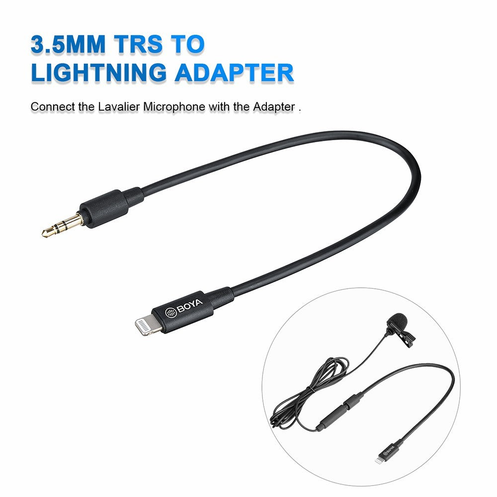BOYA BY-M2 Lavalier-Kondensatormikrofon – 3,5-mm-TRS-Kabel, omnidirektional, abnehmbarer Mikrofonkopf, für iOS-Smartphones