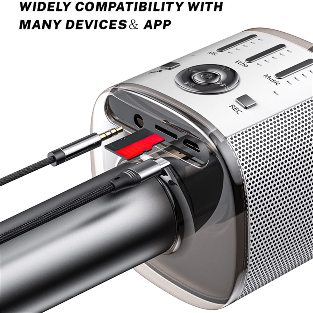 YESIDO KR10 Kabelloses Mikrofon – Bluetooth-kompatibles Handmikrofon, für Karaoke, TF-Karten-Unterstützung