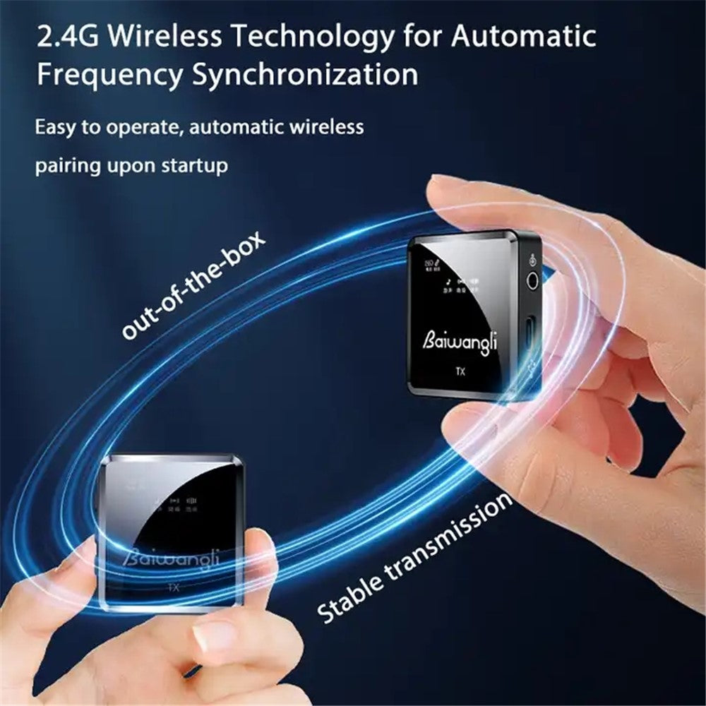 BAIWANGLI SX39 Drahtloses Mikrofonsystem – Mit Geräuschunterdrückung, USB-C, 1 Sender & 1 Empfänger