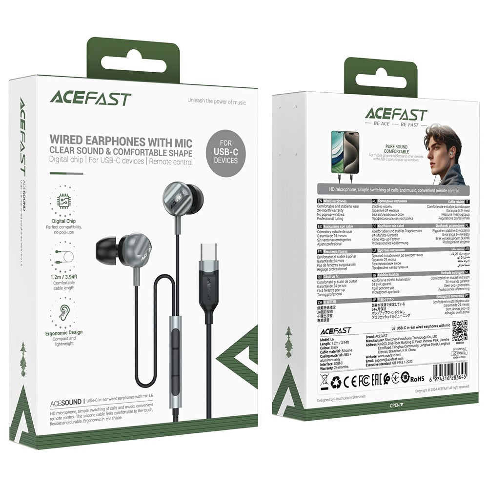 ACEFAST L6 In-Ear Kopfhörer – USB-C, mit Mikrofon, für Smartphones & Tablets