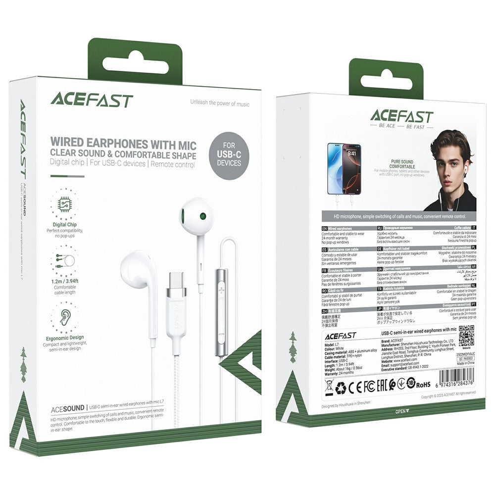 ACEFAST L7 In-Ear Kopfhörer – USB-C-Anschluss, mit Mikrofon, für Mobiltelefone & Tablets