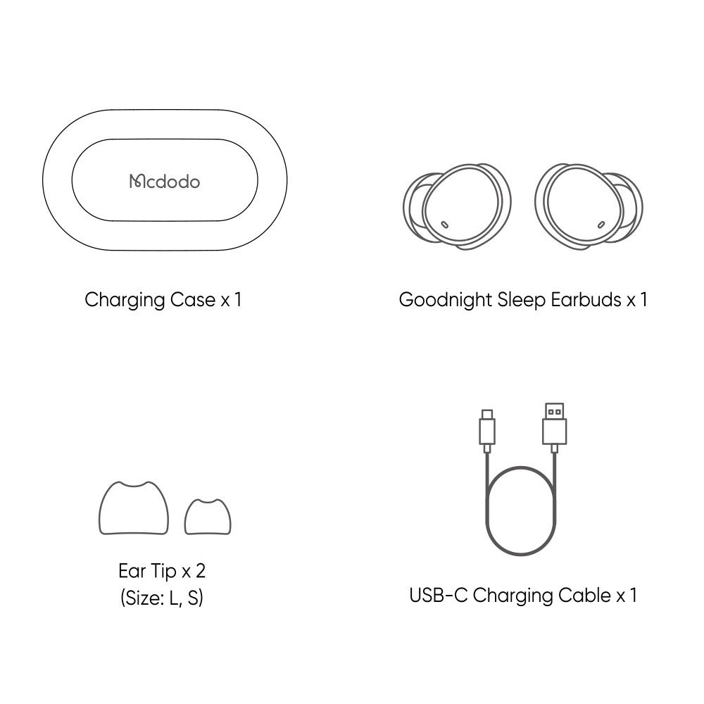 MCDODO HP-4490 D01 Serie TWS Kabelloser In-Ear Kopfhörer – BT 5.3 Schlafkopfhörer