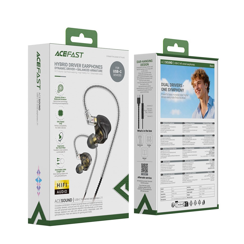 ACEFAST L11 Open-Ear Kopfhörer – USB-C HiFi-Kopfhörer, mit abnehmbarem Kabel & Mikrofon für Audio