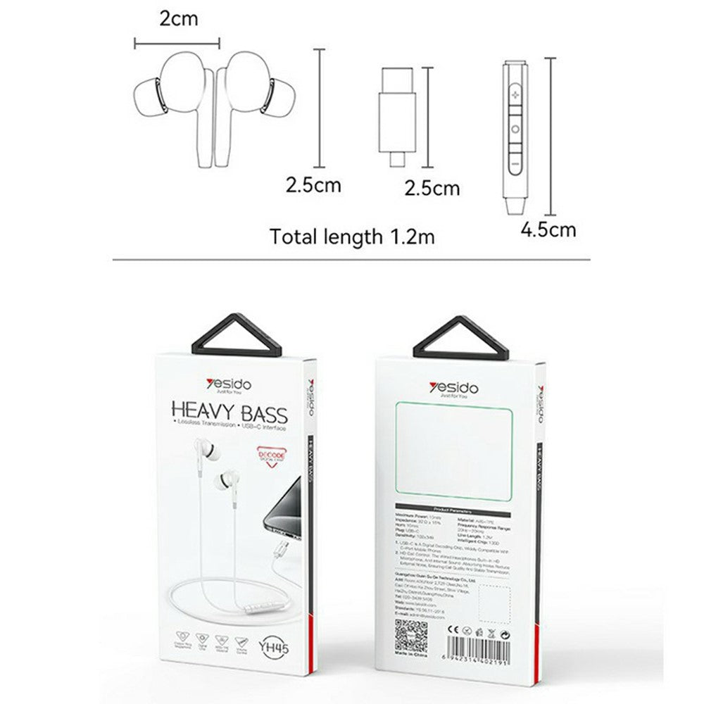 YESIDO YH45 In-Ear Kopfhörer – Mit Typ-C-Anschluss & Mikrofon