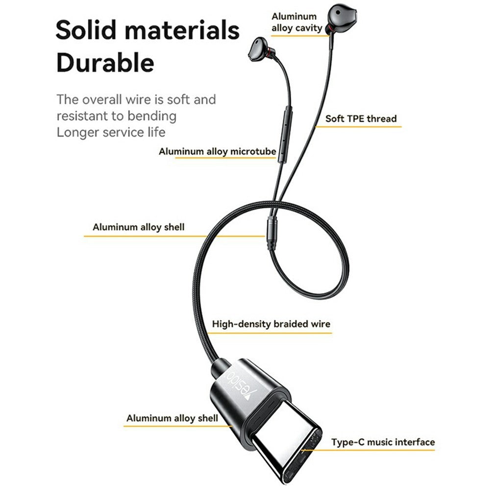 YESIDO YH49 In-Ear Kopfhörer – Typ-C Anschluss, mit verlustfreier Audioqualität, für Desktop, Notebook, Tablet & Handy