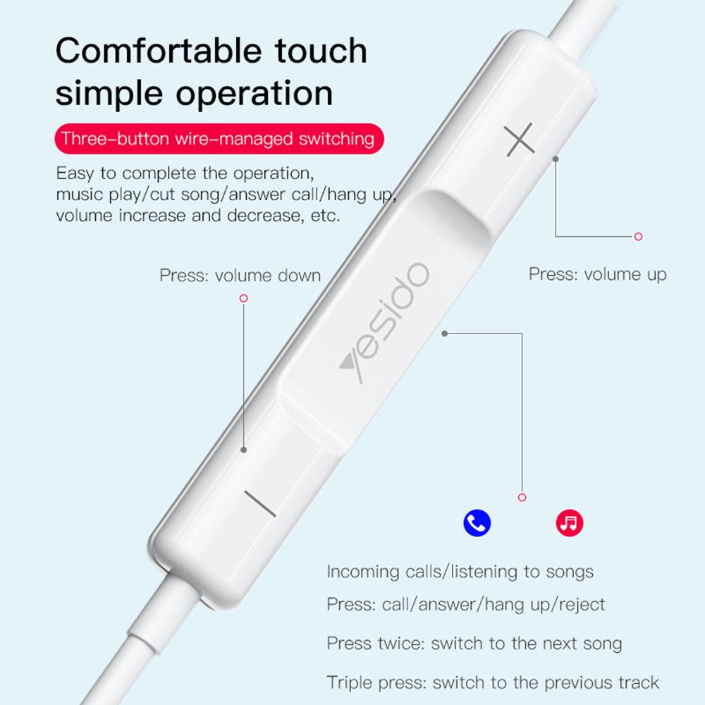 YESIDO YH38 In-Ear Kopfhörer – Für Huawei, mit USB-C-Anschluss, Fernbedienung & Musiksteuerung