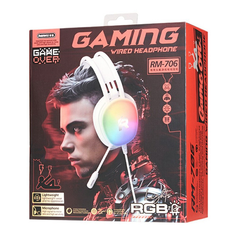 REMAX RM-706 Over-Ear Kopfhörer – Gaming-Headset, mit Mikrofon & farbenfroher RGB-Beleuchtung