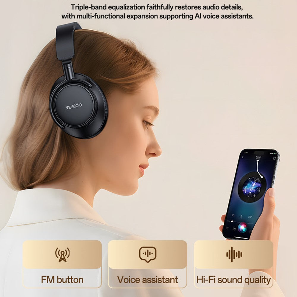 YESIDO EP12 Kabelloser Over-Ear Kopfhörer – Mit Bluetooth-Kompatibilität, druckfreier Tragekomfort, kabelgebundener/kabelloser Dual-Modus