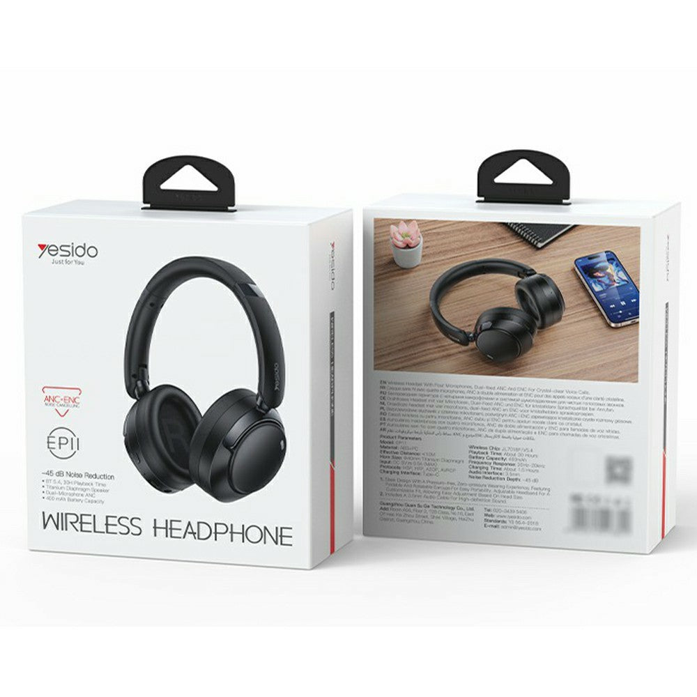 YESIDO EP11 Kabelloser Over-Ear Kopfhörer – Mit ANC & ENC, Bluetooth-kompatibel, mit Mikrofon