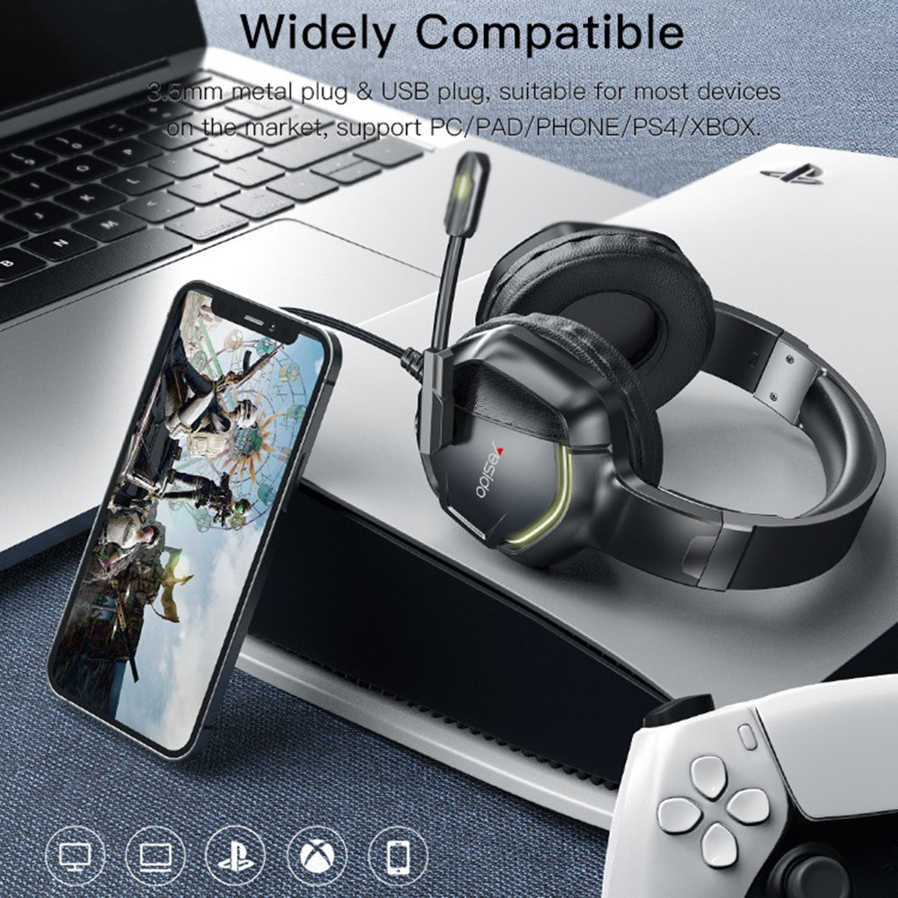 YESIDO EK01 Over-Ear Kopfhörer – Stereo-Sound-Gaming-Headset, mit Mikrofon & LED-Beleuchtung