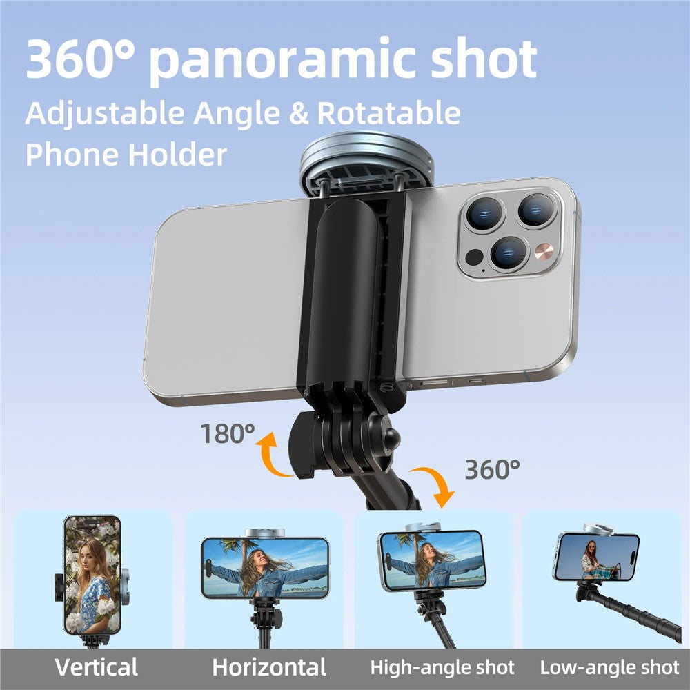JAMRY kt-259 Selfie-Stick mit Stativfunktion – 8-teilig, ausziehbar, mit 360° drehbarer Handyhalterung