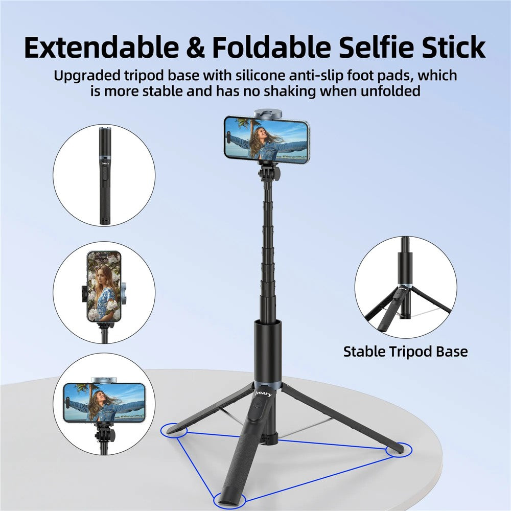 JAMRY kt-259 Selfie-Stick mit Stativfunktion – 8-teilig, ausziehbar, mit 360° drehbarer Handyhalterung