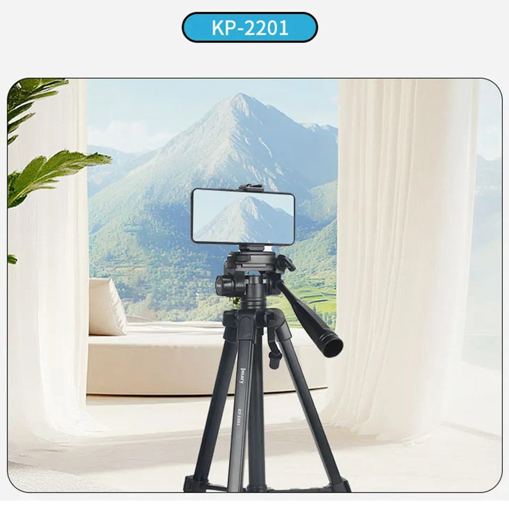 JMARY KP-2201 Stativ – Für Live-Fotografie, 1,7 m, verstellbar, mit Handyhalterung, für Handy, Leuchte & Kamera