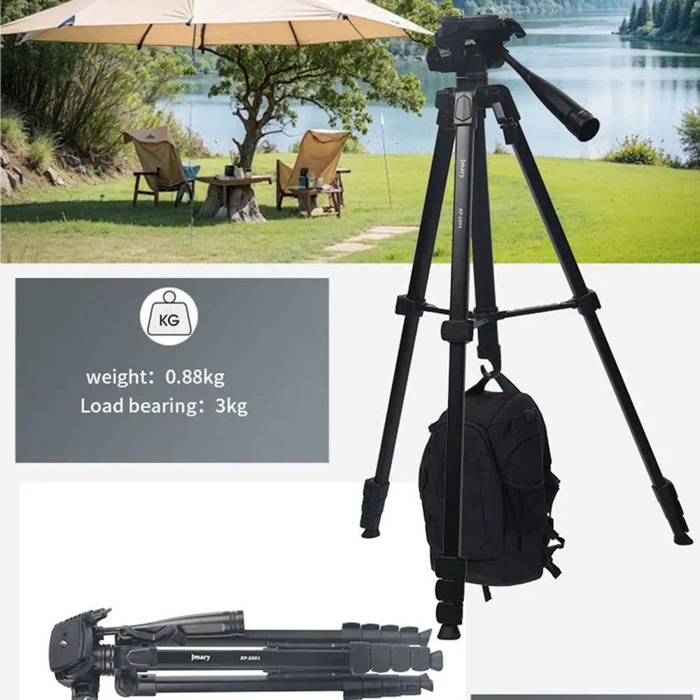 JMARY KP-2201 Stativ – Für Live-Fotografie, 1,7 m, verstellbar, mit Handyhalterung, für Handy, Leuchte & Kamera