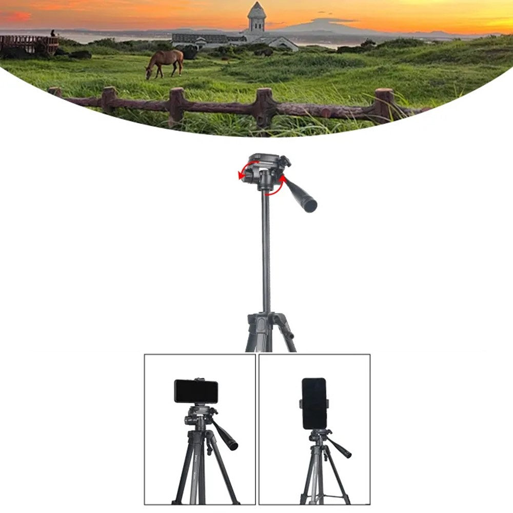 JMARY KP-2201 Stativ – Für Live-Fotografie, 1,7 m, verstellbar, mit Handyhalterung, für Handy, Leuchte & Kamera