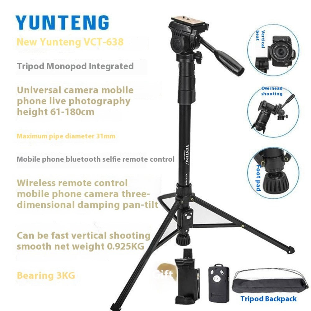 YUNTENG 638 Stativ – Aus Aluminiumlegierung, ausziehbar, für Live-Streaming, für Handys & Kameras