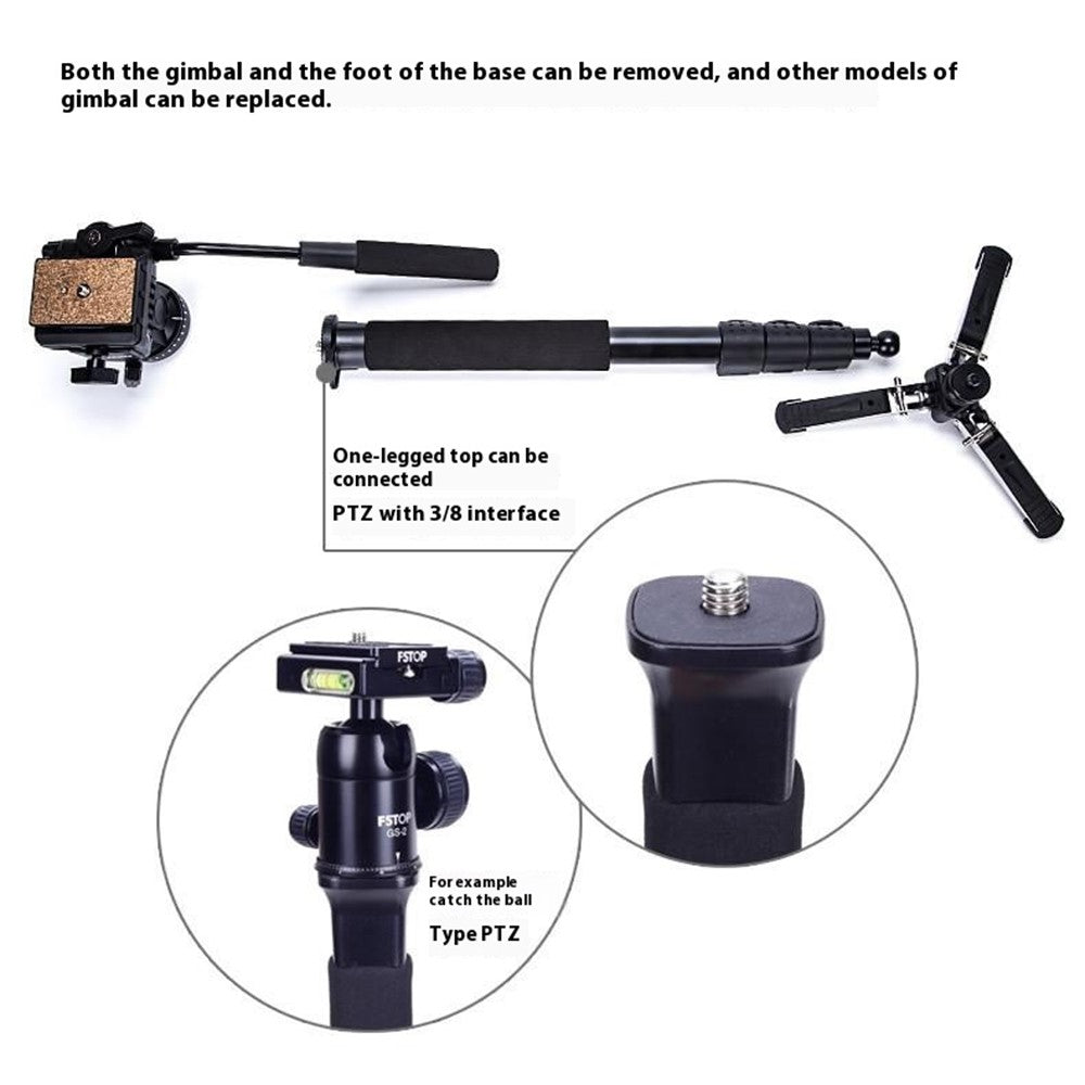 YUNTENG VCT-588 Monopod mit Stützfuß – Ausziehbar, Hydraulik, Gimbal, für DSLR-Kamera-Camcorder