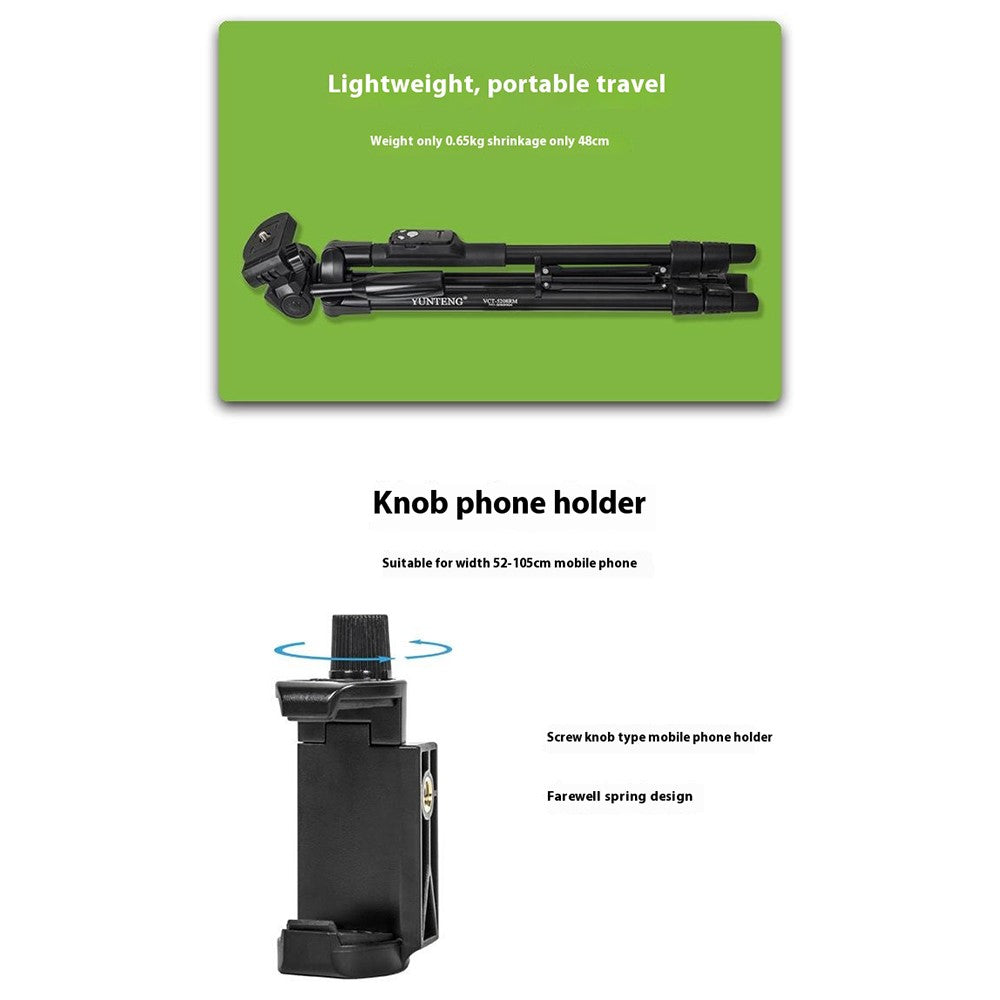 YUNTENG VCT-5208L Stativ – Mit Bluetooth-kompatibler Fernbedienung, für Handys & Kameras