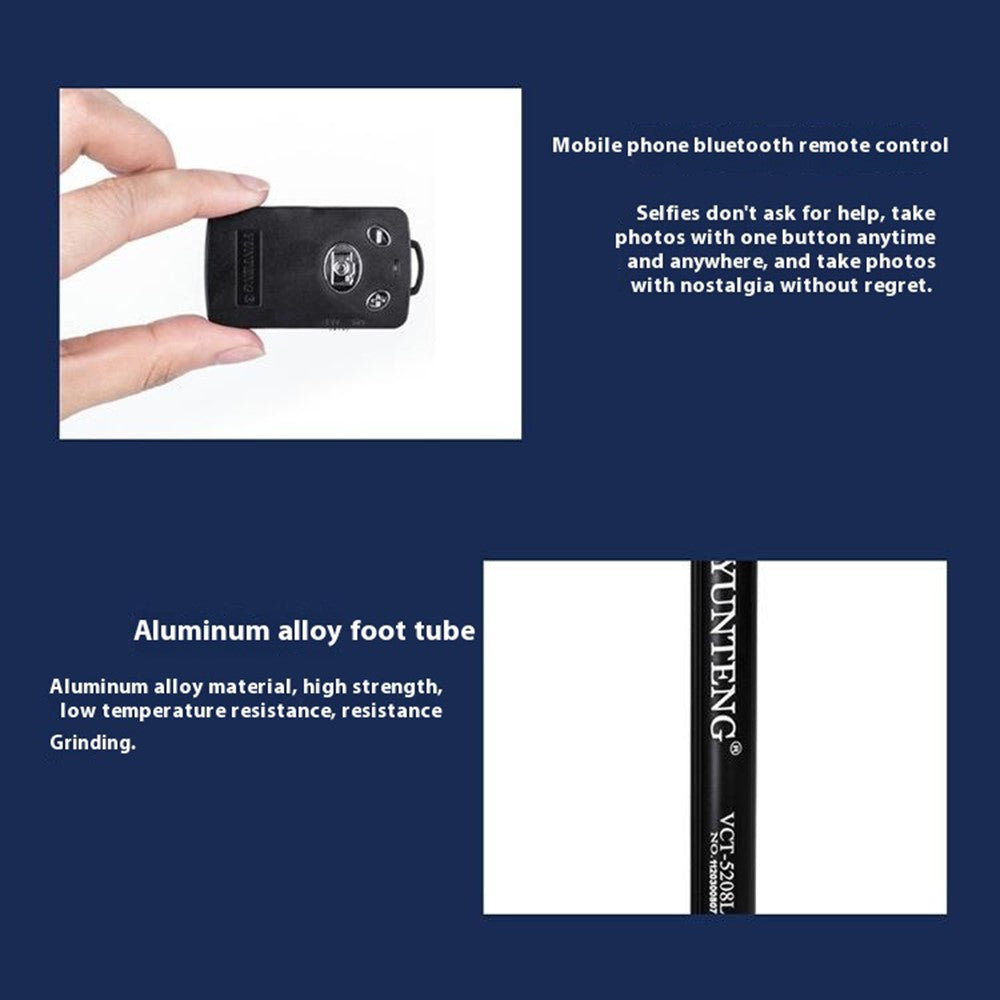 YUNTENG VCT-5208L Stativ – Mit Bluetooth-kompatibler Fernbedienung, für Handys & Kameras