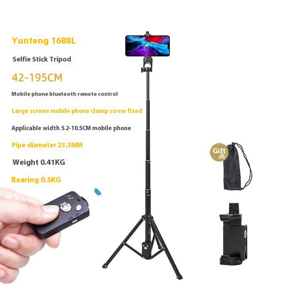 YUNTENG VCT-1688L Selfie-Stick mit Stativfunktion – 195 cm, ausziehbar, Bluetooth-kompatible Fernbedienung