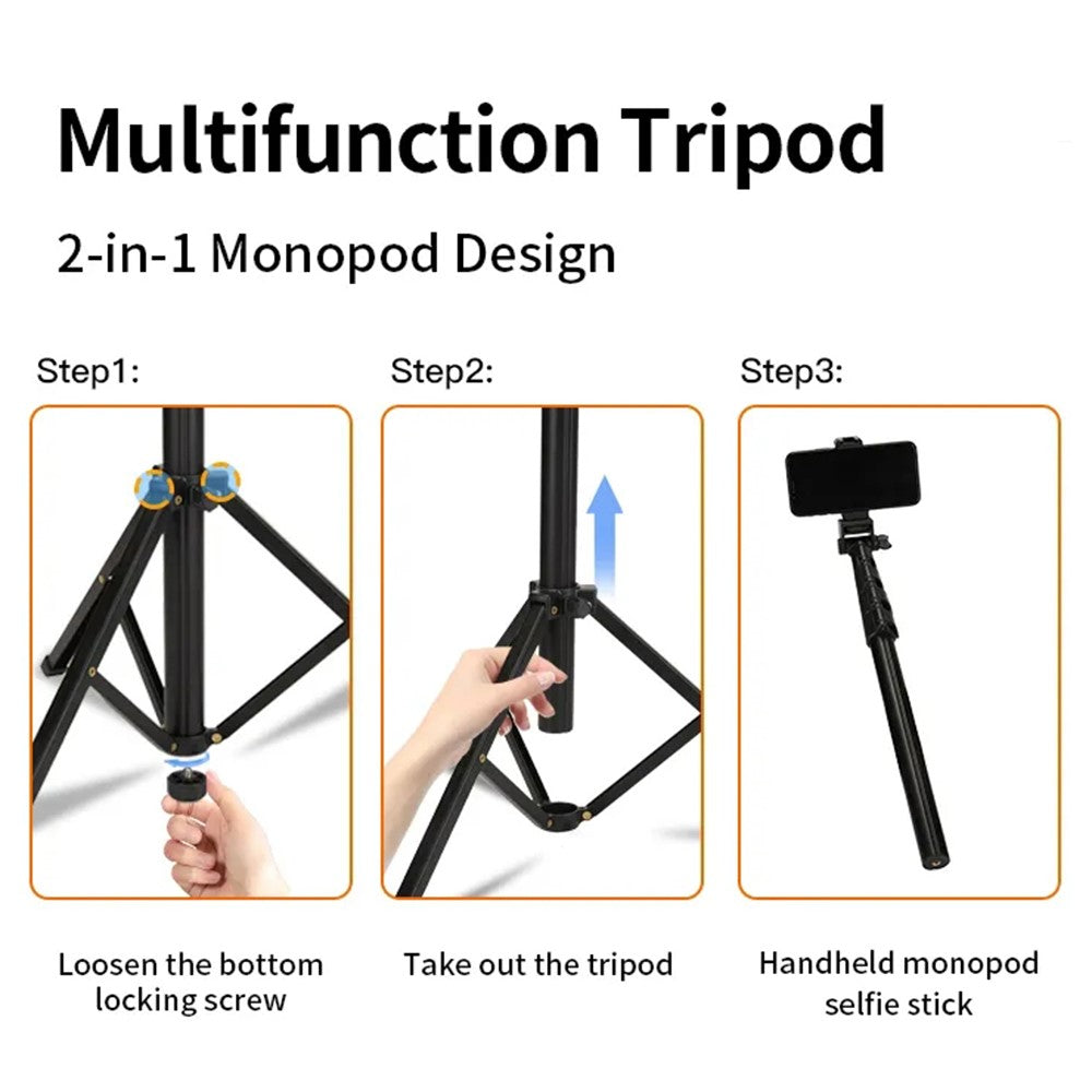 JMARY MT-39 Selfie-Stick mit Stativfunktion – Für Live-Streaming DSLR-Kamera, mit Handyklemme