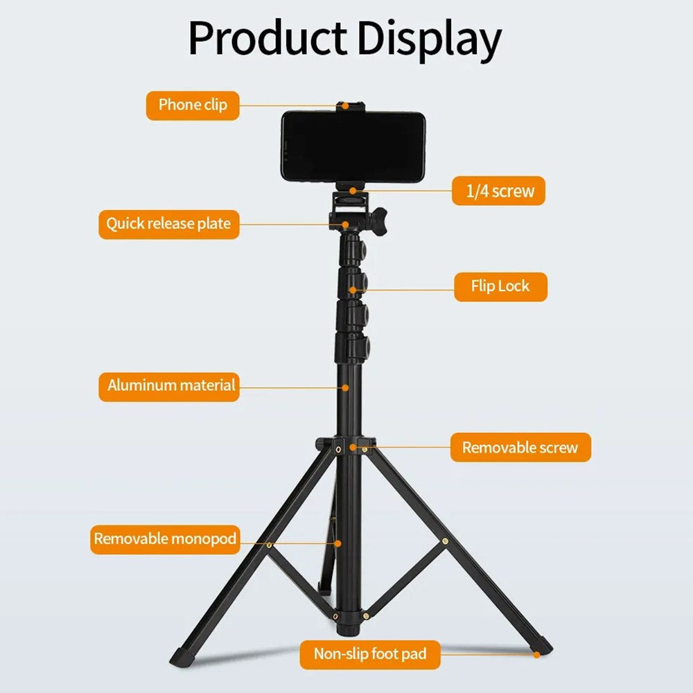 JMARY MT-39 Selfie-Stick mit Stativfunktion – Für Live-Streaming DSLR-Kamera, mit Handyklemme