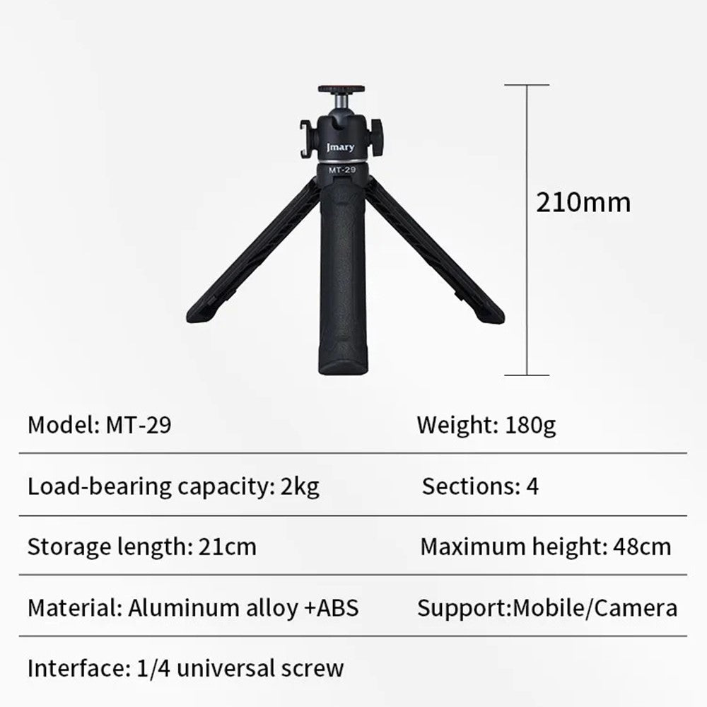 JMARY MT-29 Selfie-Stick mit Tischstativfunktion – Ausziehbar, für Live-Streaming, für Handys & Kameras