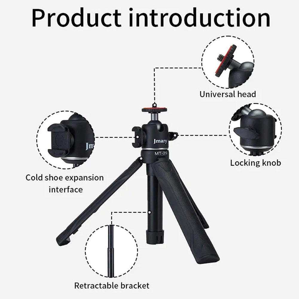 JMARY MT-29 Selfie-Stick mit Tischstativfunktion – Ausziehbar, für Live-Streaming, für Handys & Kameras