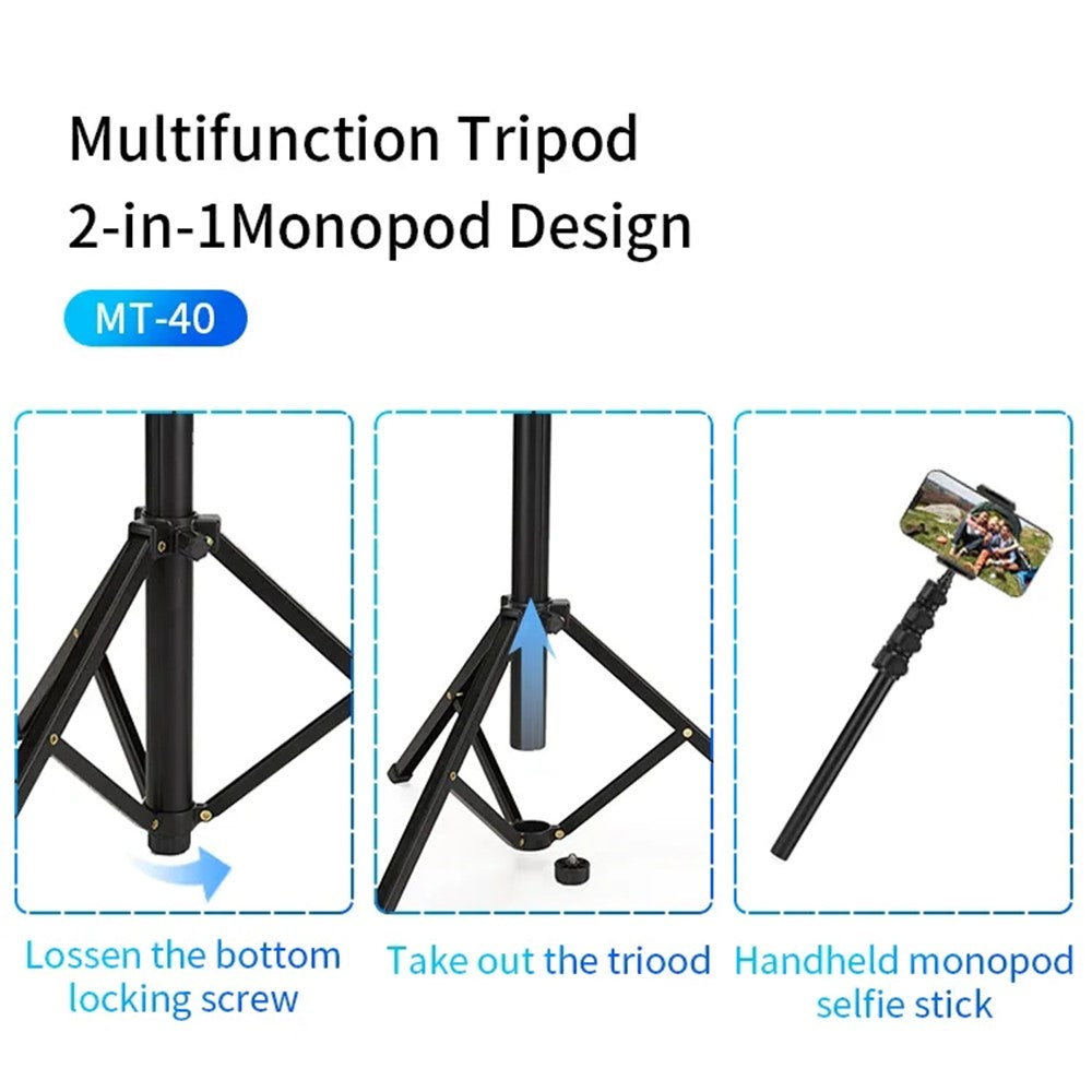 JMARY MT-40 Selfie-Stick mit Stativfunktion – 5-Fach-Höhenverstellbar