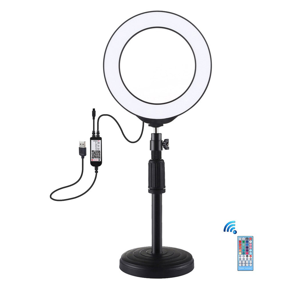 PULUZ PKT3074B RGBW-Leuchte + Tischhalterung – 6,2-Zoll, USB-dimmbar, mit Fernbedienung