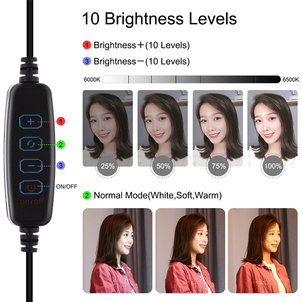 PULUZ PKT3058B LED-Ringlicht mit Tischhalterung – 4,7-Zoll, mit USB-Anschluss, 3 Modi, dimmbar, für Vlogging & Fotografie