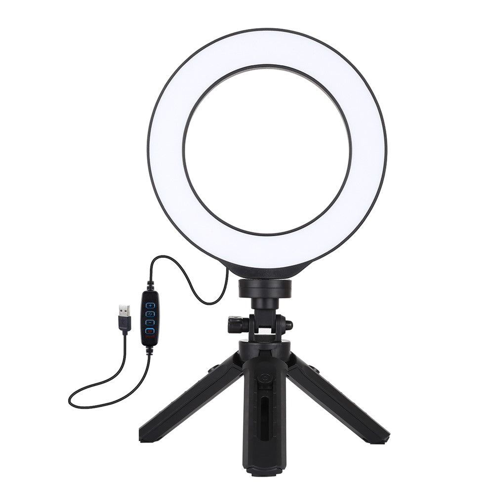 PULUZ PKT3059B LED-Ringlicht mit Tischhalterung – 6,2-Zoll, mit USB-Anschluss, 3 Modi, dimmbar, für Vlogging & Fotografie