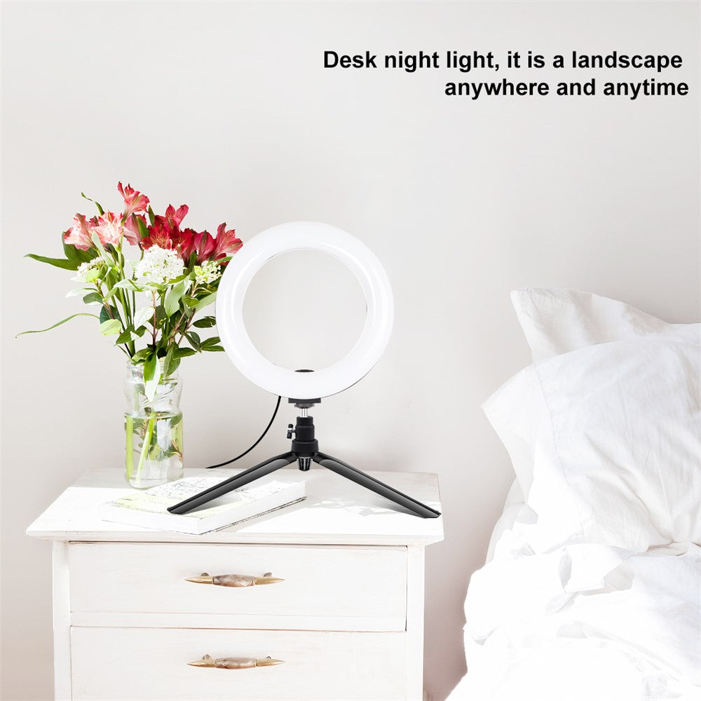 PULUZ PKT3073B Ringlicht + Tischhalterung – 7,9 Zoll, USB, 3 Modi, dimmbar, 2 Farbtemperaturen, für Vlogging & Selfie-Fotografie, mit Handyhalterung