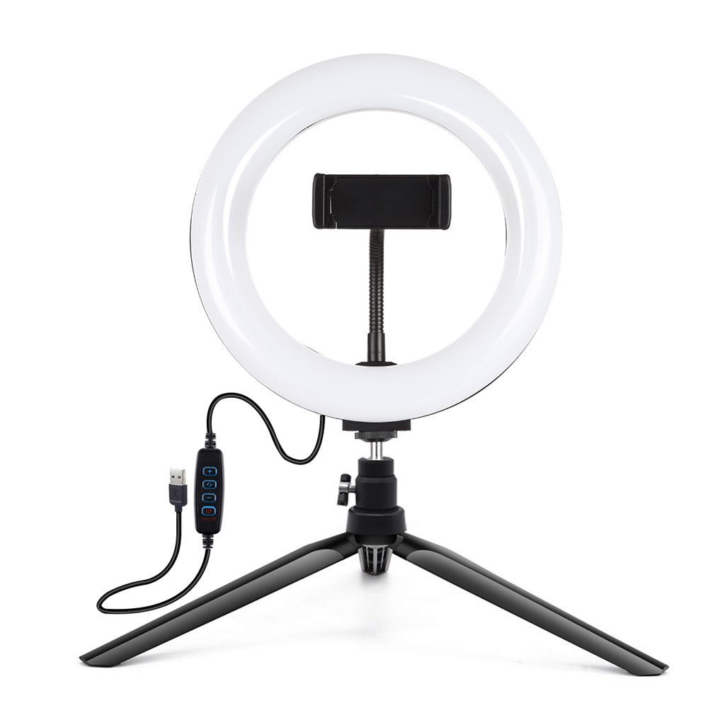 PULUZ PKT3073B Ringlicht + Tischhalterung – 7,9 Zoll, USB, 3 Modi, dimmbar, 2 Farbtemperaturen, für Vlogging & Selfie-Fotografie, mit Handyhalterung