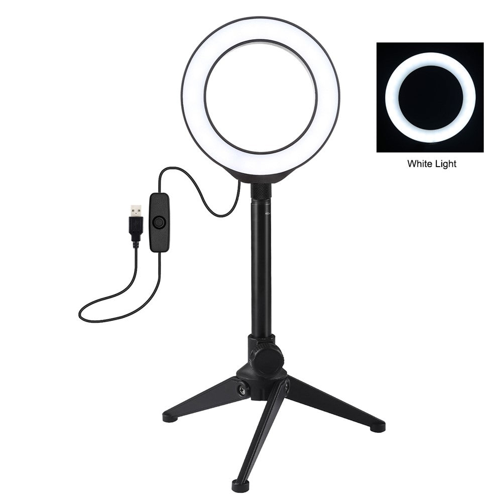 PULUZ Ringlicht + Tischstativ-Selfie-Stick-Halterung – 4,7-Zoll, USB-Anschluss, für Vlogging-Fotografie