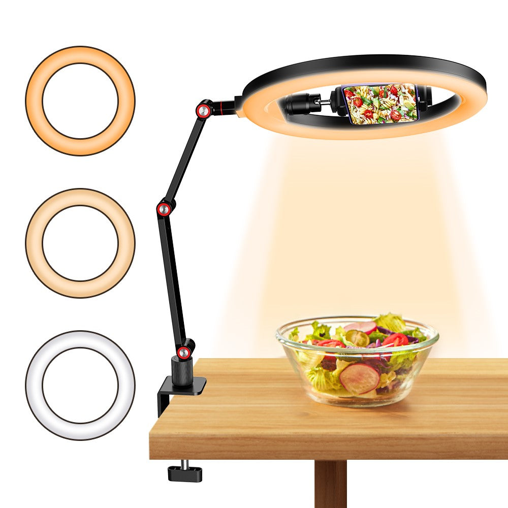 APEXEL APL-FL20 Ringlicht – 10-Zoll, USB, mit verstellbarem Winkel, 3 Farbmodi, inklusive Stativ & Handyhalterung