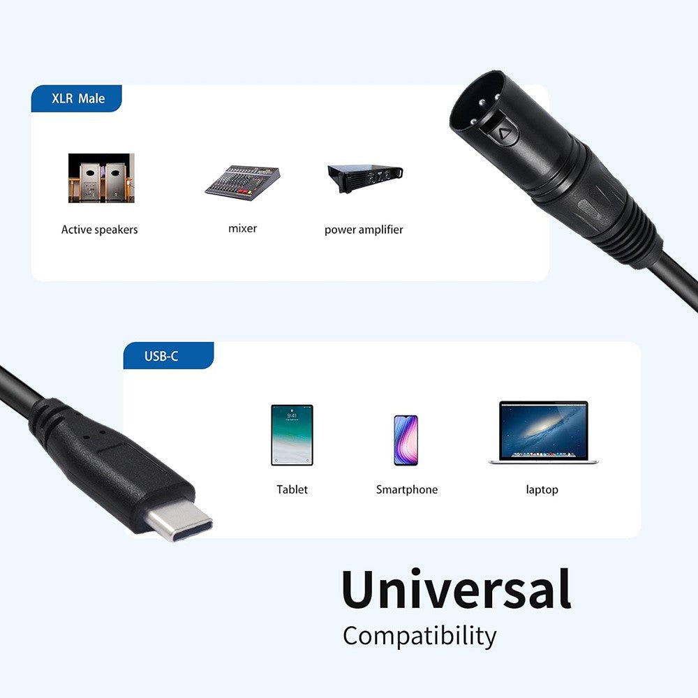 JUNSUNMAY Mikrofon-Audiokabeladapter – 1 m, Typ-C Stecker auf XLR Buchse, für Mobiltelefon, Tablet & Laptop