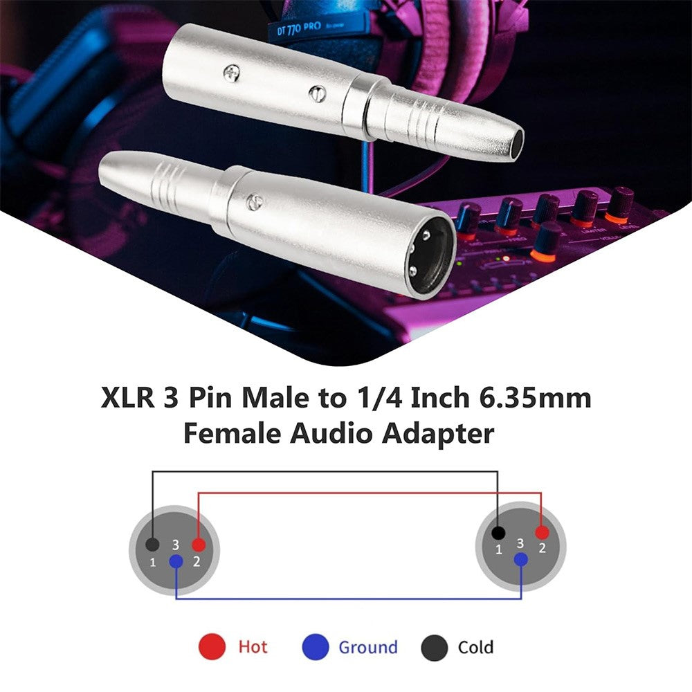 JUNSUNMAY Audioadapter – 3-Pin XLR-Stecker auf 6,35-mm-Buchse