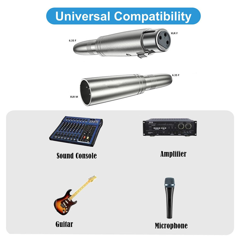 JUNSUNMAY XLR-Buchse auf 6,35-mm-TRS-Buchse Audioadapter Mikrofonanschluss Audiogeräte-Konverter
