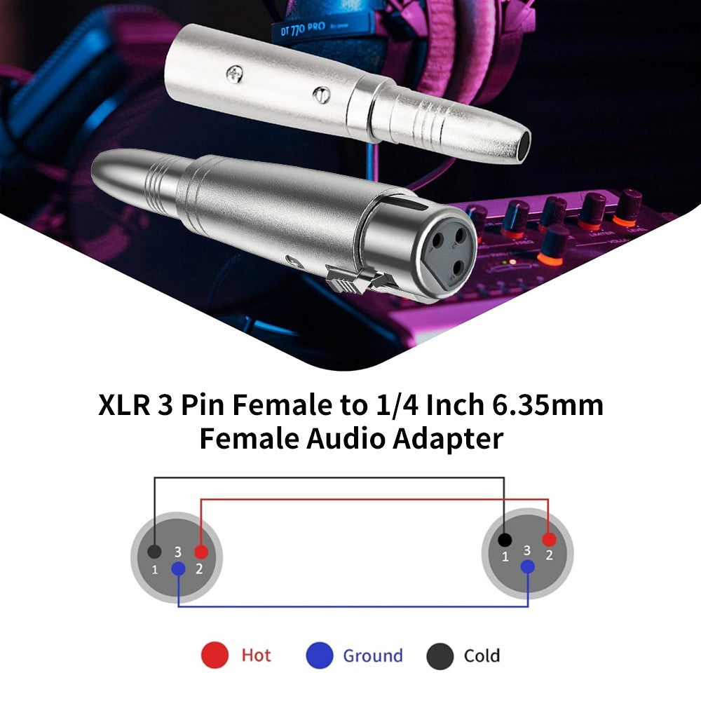 JUNSUNMAY XLR-Buchse auf 6,35-mm-TRS-Buchse Audioadapter Mikrofonanschluss Audiogeräte-Konverter