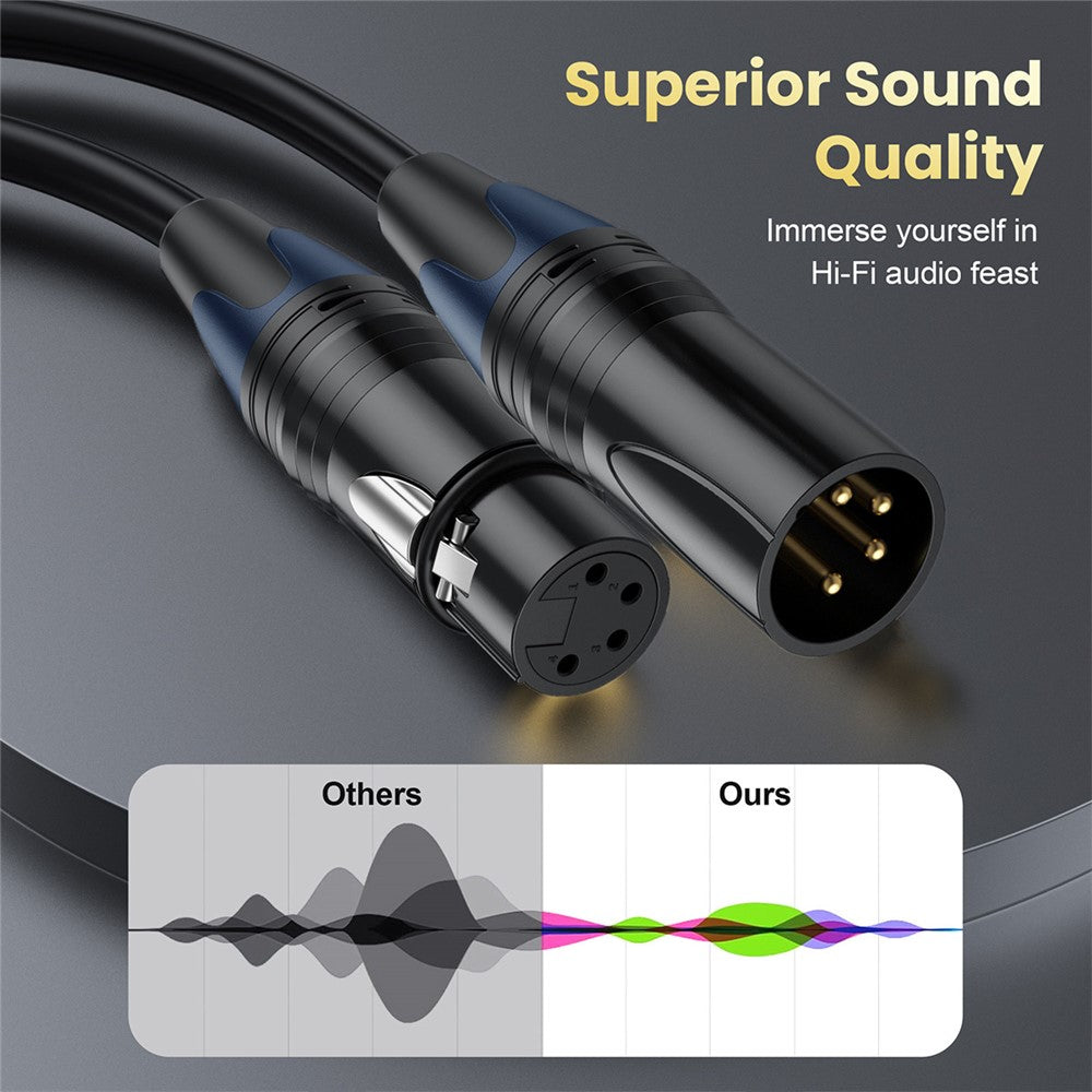 JUNSUNMAY XLR-Verlängerungskabel – 5m, 4-Pin Stecker auf Buchse Audio-Adapter, für Videokameras, Bühnenbeleuchtung & Mischpulte