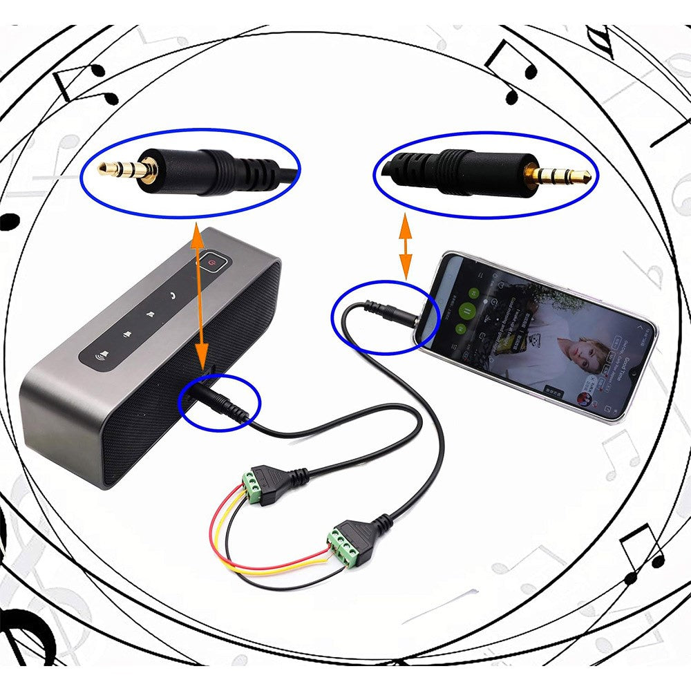 JUNSUNMAY Lötfreies 3,5-mm-Stereo-Stecker-auf-3-poliges-Anschluss-Audio-Adapterkabel