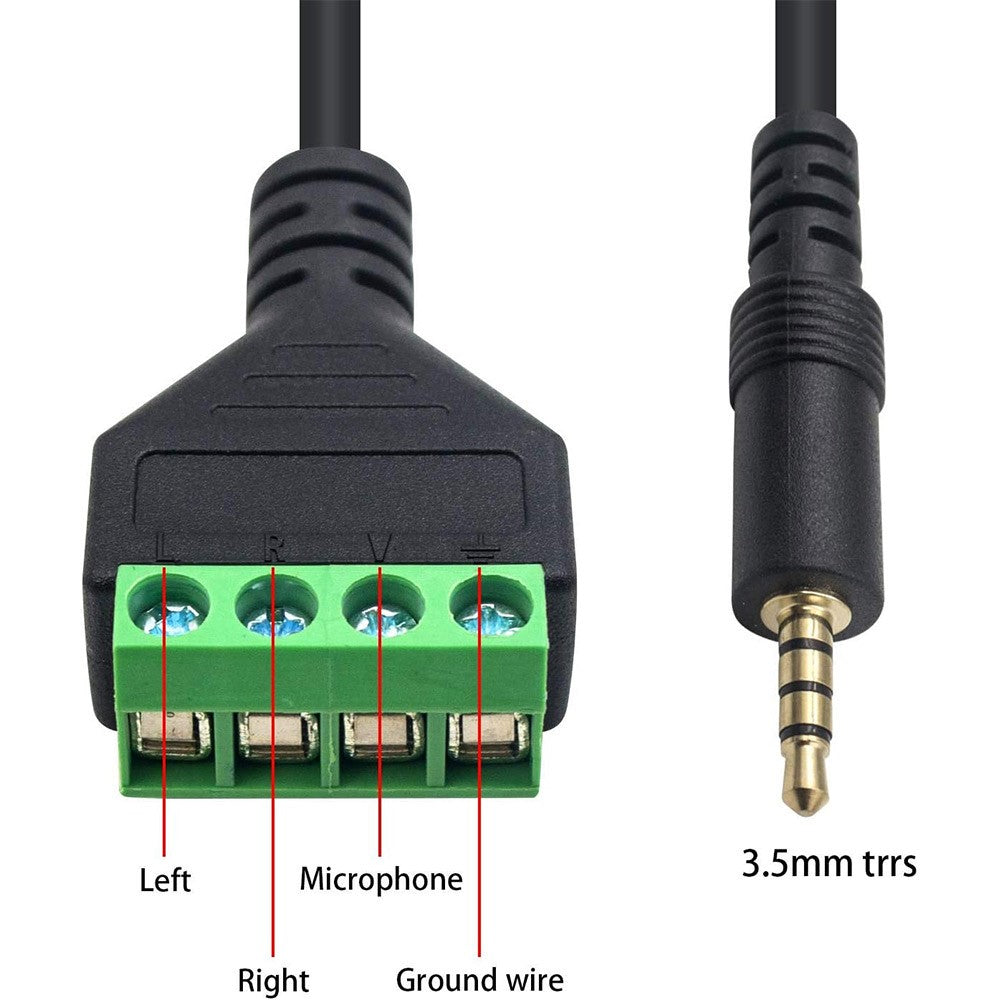 JUNSUNMAY Lötfreies Audiokabel – 3,5-mm-Stereo-Stecker auf 4-poligen Klemmenblock-Audioanschlusskabel