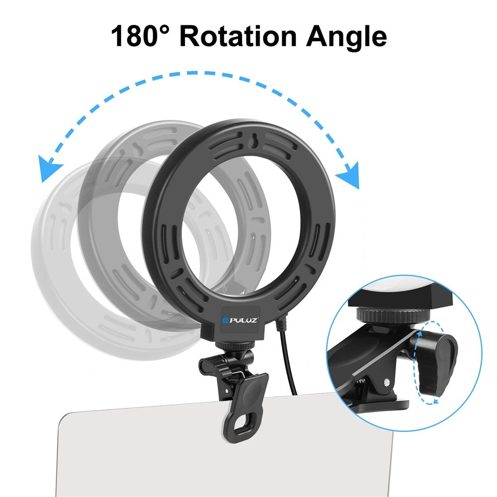 PULUZ PU568B Ringlicht – 6,2 Zoll, dimmbar, für Fotografie, Videokonferenzen & Selfies