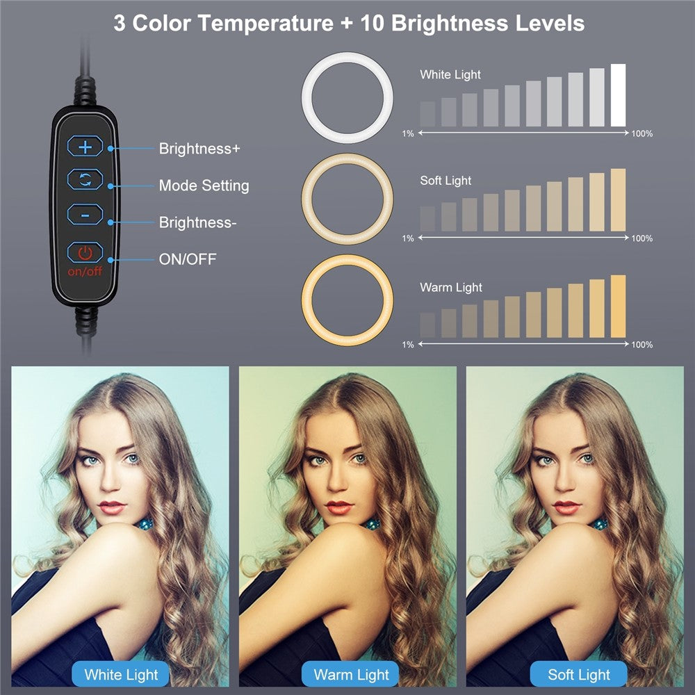 PULUZ PU568B Ringlicht – 6,2 Zoll, dimmbar, für Fotografie, Videokonferenzen & Selfies