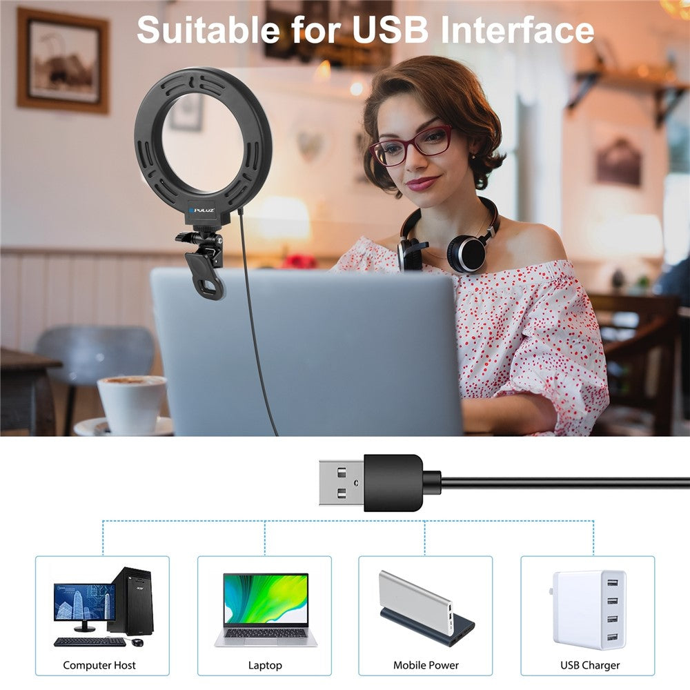 PULUZ PU568B Ringlicht – 6,2 Zoll, dimmbar, für Fotografie, Videokonferenzen & Selfies